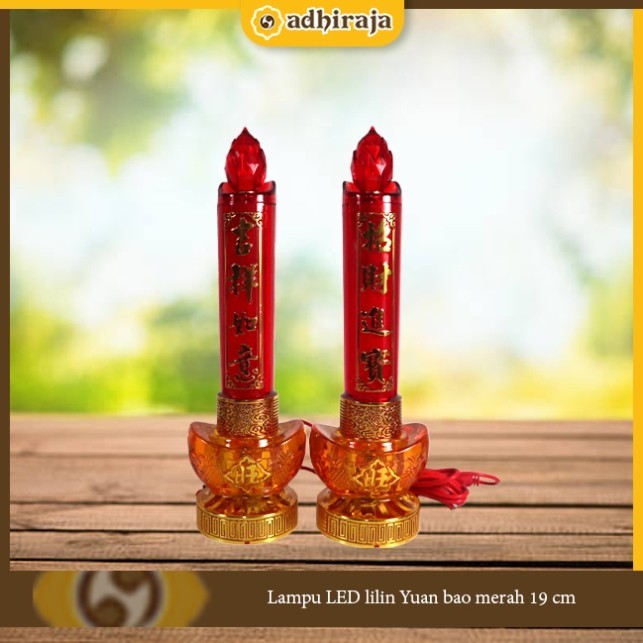 Lampu LED lilin Yuan bao merah 19 cm