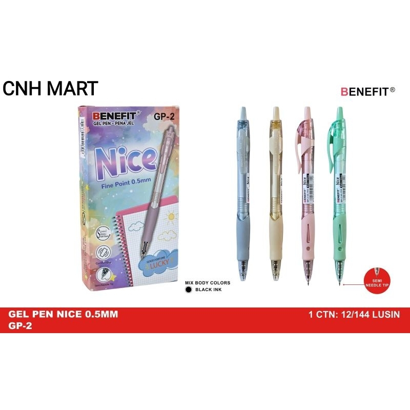 

(12) Pcs Pena gel Pen GP - 2 - Pena Benefit GP - 2 Tinta 0.5 MM