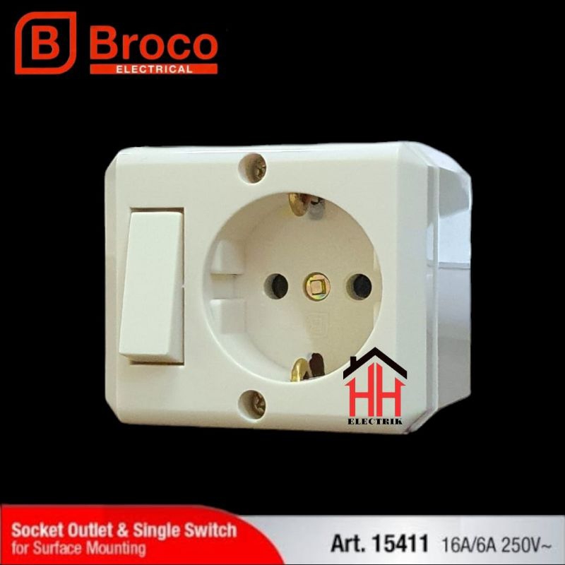Stop Kontak Arde + Saklar Engkel Outbow Engkel Stop Arde OB BROCO 15411