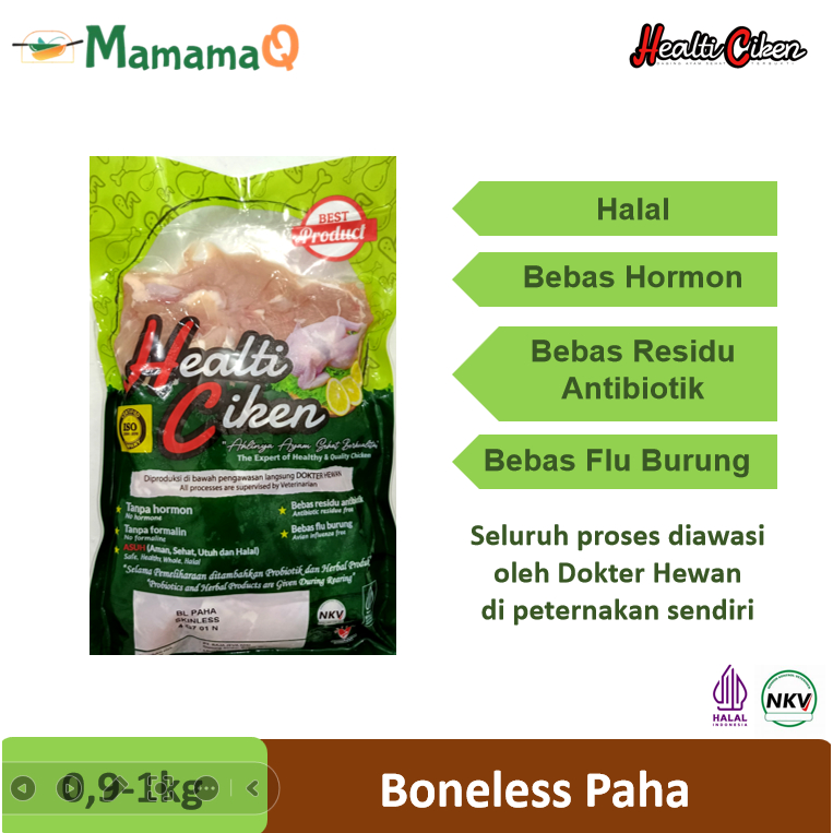 

HEALTI CIKEN HEALTHY CHICKEN Ayam Sehat Probiotik Boneless Paha Fillet Halal 0,9-1 kg