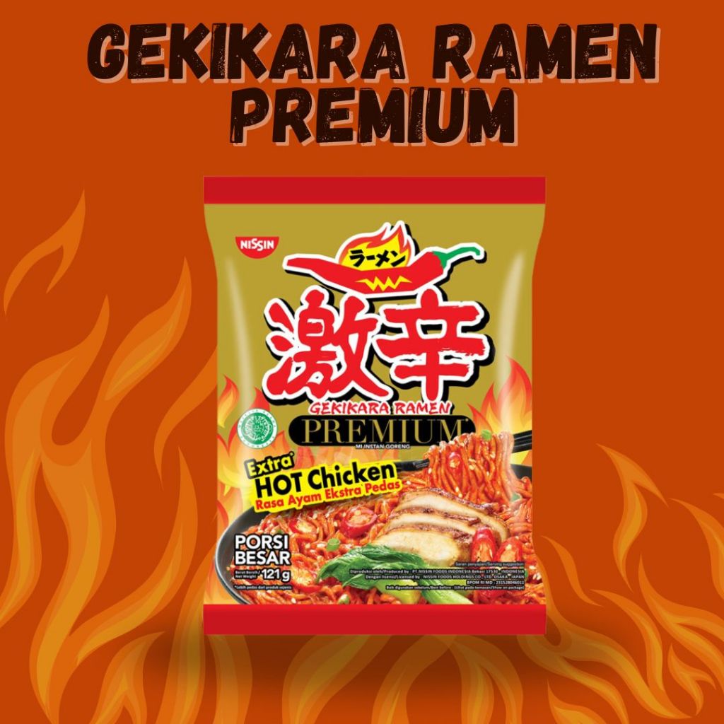 

Nissin Gekikara Ramen Premium Mi Instan Goreng Ayam Ekstra Pedas 121 g / Premium Chicken
