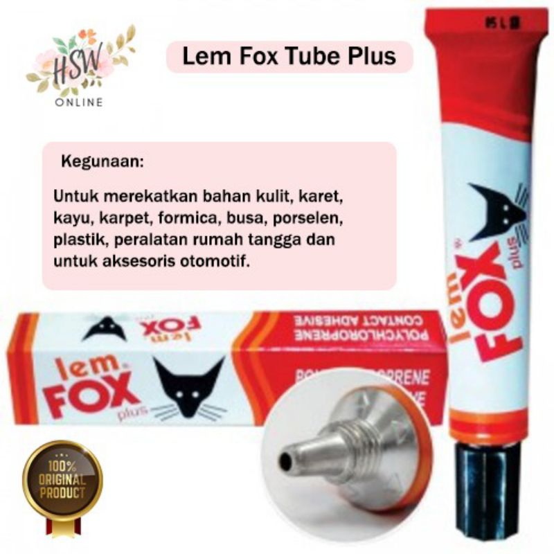 

Lem Fox Plus Tube Original Lem Serbaguna Lem Kertas Bening Glue Flanel