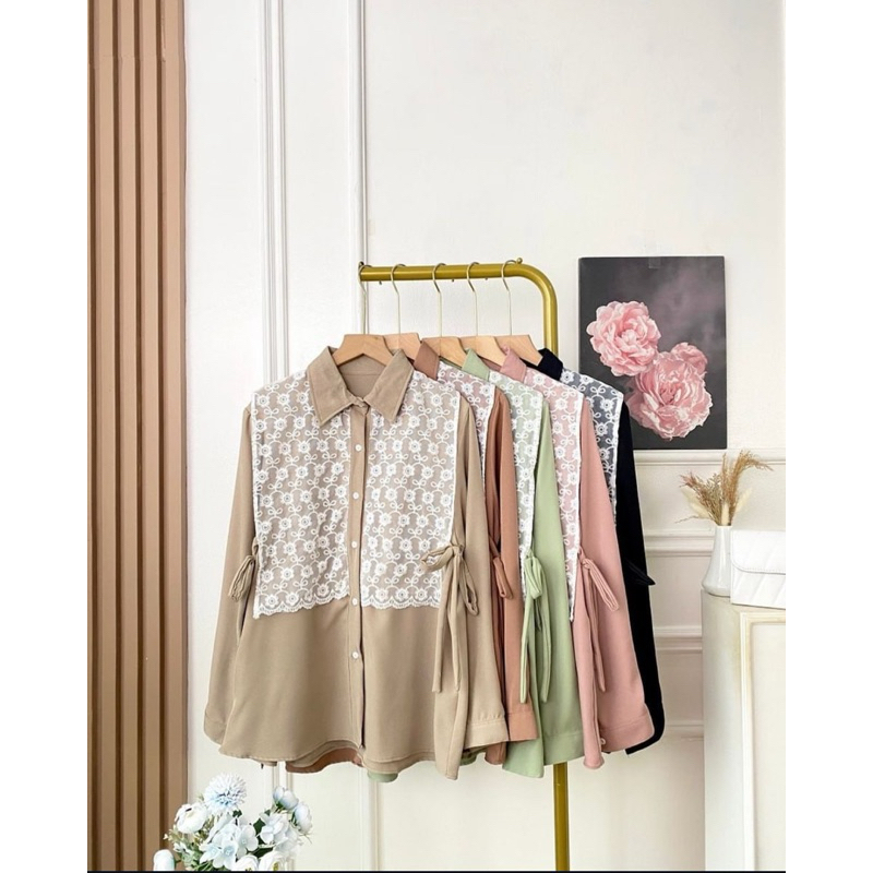 Molle Shirt Blouse Kekinian Dengan Tile Dot