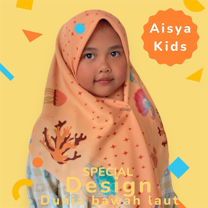 Aisya Kids Premium Design Dunia Bawah Laut | JILBAB ANAK | JILBAB ANAK LUCU | JILBAB KARAKTER | JILB