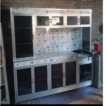 rak piring custom bahan aluminium kaca tebal