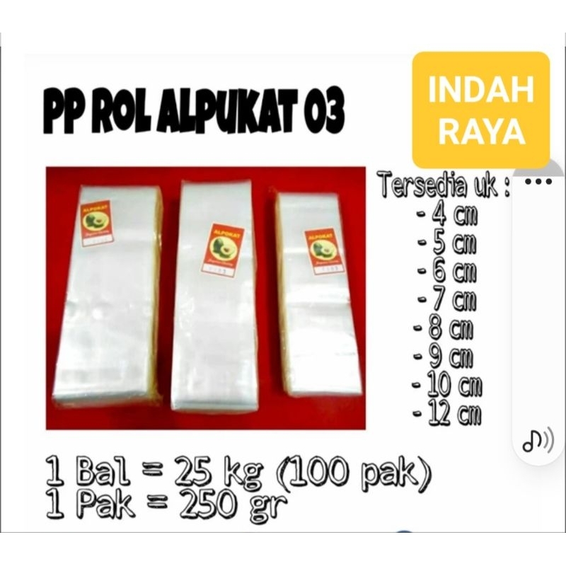 Plastik roll pp ALPOKAT 250 gram - Plastik bening panjang (bks)