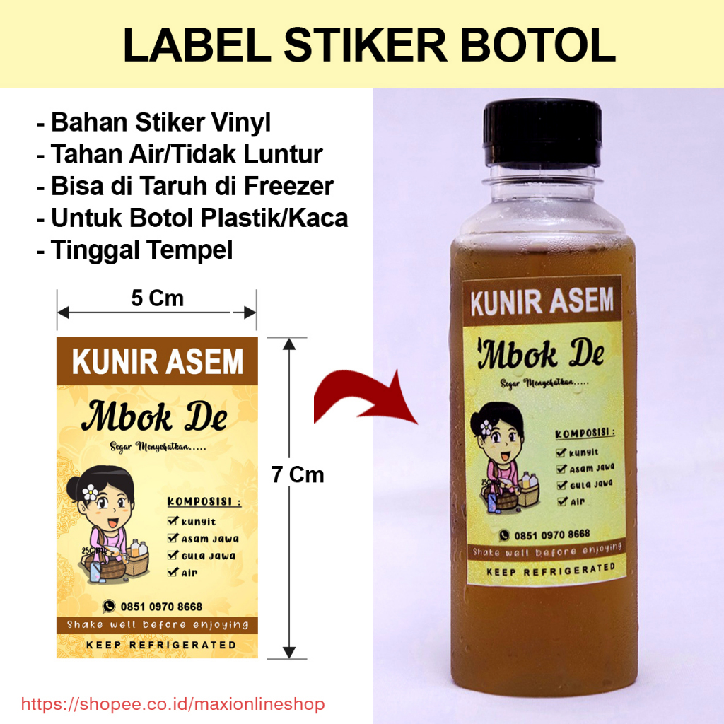 

STIKER LABEL PRODUK KEMASAN MINUMAN BOTOL JAMU TAHAN AIR ISI 100 PCS