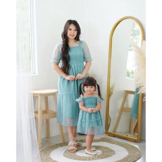 Dress Pesta Ibu Dan Anak Perempuan|Midi Dress Kombinasi Tile