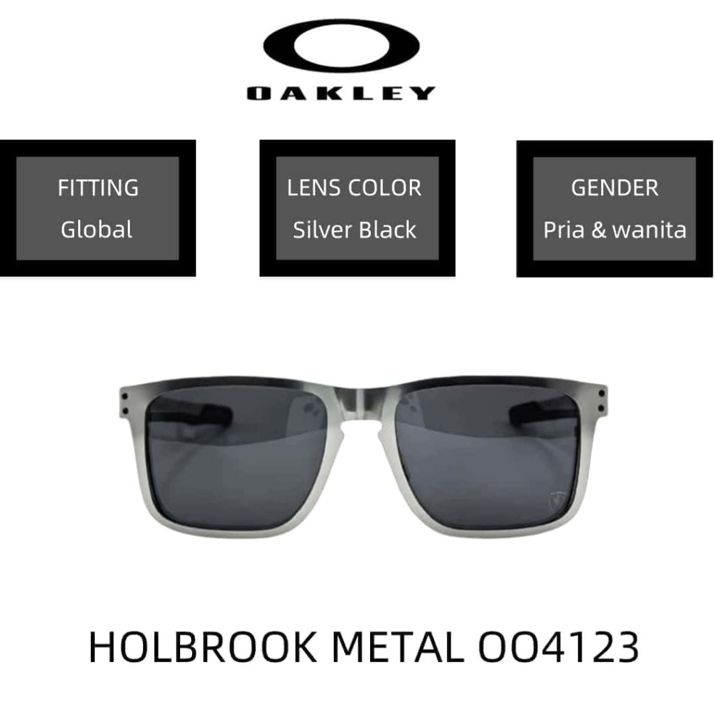 【100% Original】Kacamata Oakley Original Sunglasses Holbrook METAL OO4123 Polished Black/ Pria dan wa