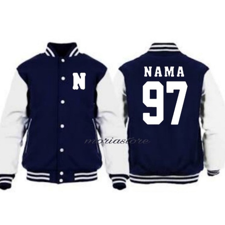 Jaket Baseball Bordir nama inisial Gambar