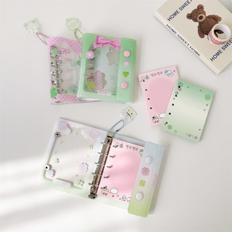 

[WindHeart] 1 set Mini Cute Kawai Binder + Kertas Binder and cute binder aesthetic pink green flower