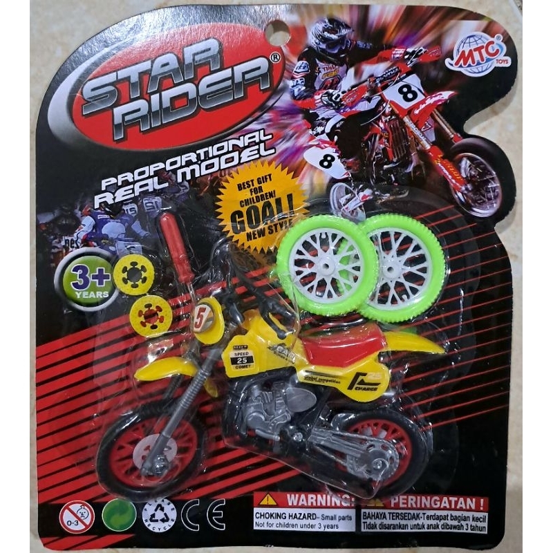 Mainan Anak Motor Trail / Motor Offroad Baru Cocok Untuk Koleksi Atau Hobi Dilengkapi Obeng dan 2 Ro