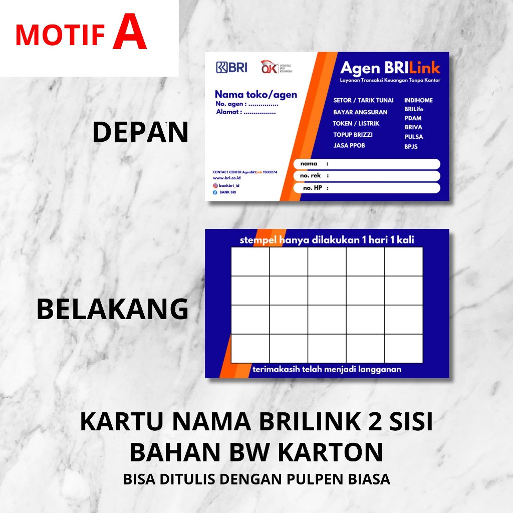 

Kartu Nama Member Agen BRILINK - Kartu Pelanggan BRILINK NEW 2025 by. TOOKE