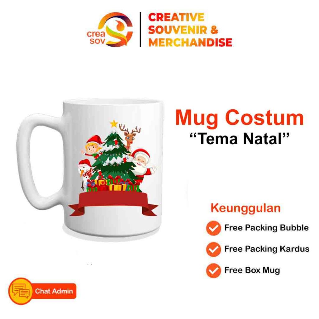 Creasov - Mug Custom Christmas Hampers Natal Souvenir Mug Kado Merry Christmas Mug Natal Custom