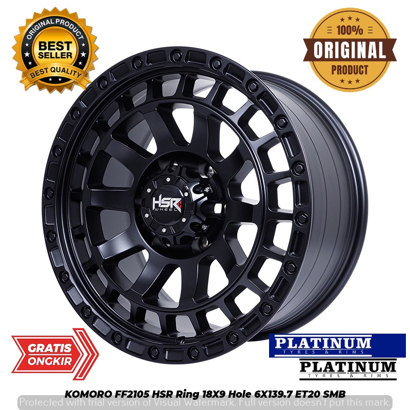 VELG MOBIL TRITON FORTUNER HUMMER H3 HSR KOMORO RING 18X9 BLACK