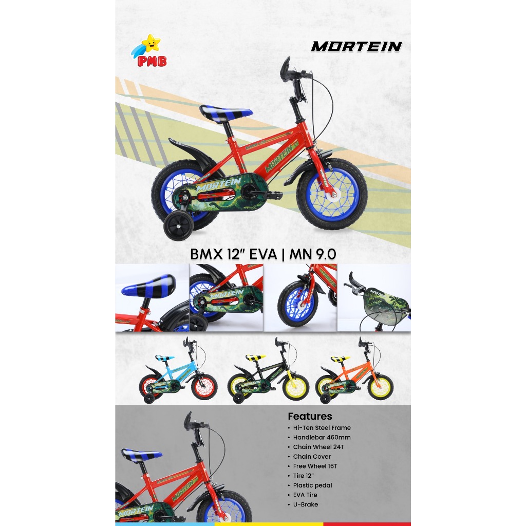 SEPEDA ANAK SEPEDA MORTEIN BMX 12 EVA MN 9.0 sepeda roda dua sepeda keren ban eva PMB TOYS