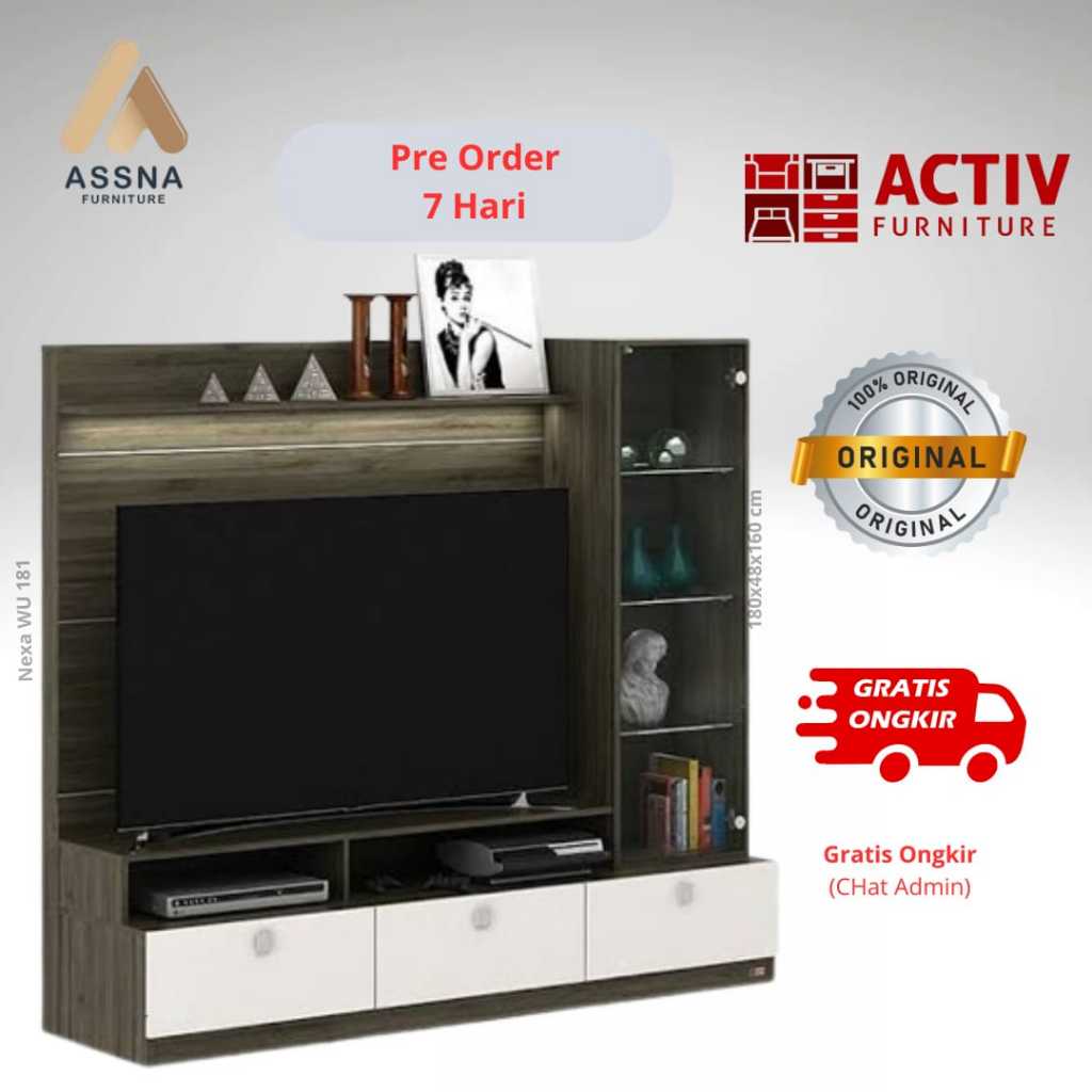 Rak Meja Buffet Tv Activ Nexa WU 181 Columbia Nussebaum Putih White Glossy