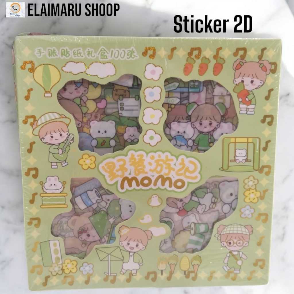 

Sticker Momo Korea Karakter Kartun Korea Isi 100Pcs