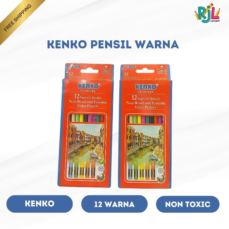 

Kenko Pensil Warna | 12 Warna | Erasable / Pensil Warna With Penghapus