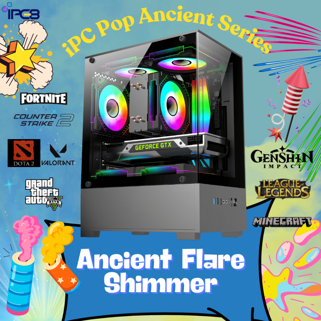 iPC POP ANCIENT SERIES FLARE SHIMMER - PC RAKITAN AMD RYZEN 5 5700G | B550M | 2X8GB 3600MHZ | SSD 51