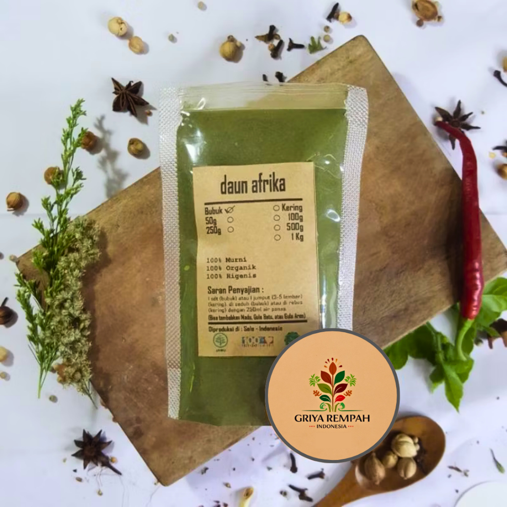 

BUBUK DAUN AFRIKA 100 GRAM Premium – Daun Pahit Klorofil Ramuan Rempah Herbal Kering Solusi Alami Jamu Tradisional untuk Tubuh Sehat Simplisia Vernonia amygdalina