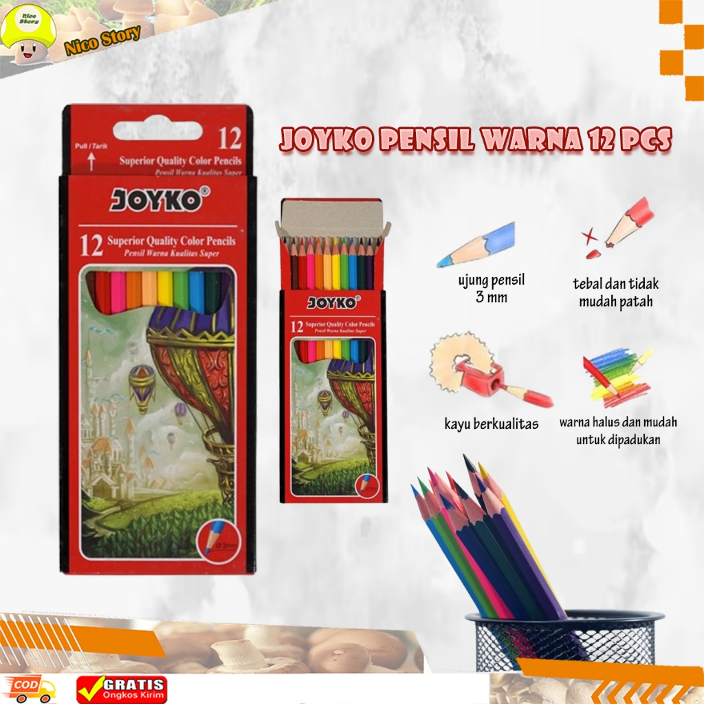 

(NCS) Joyko Pensil Warna Panjang 12 PCS Warni CP-100