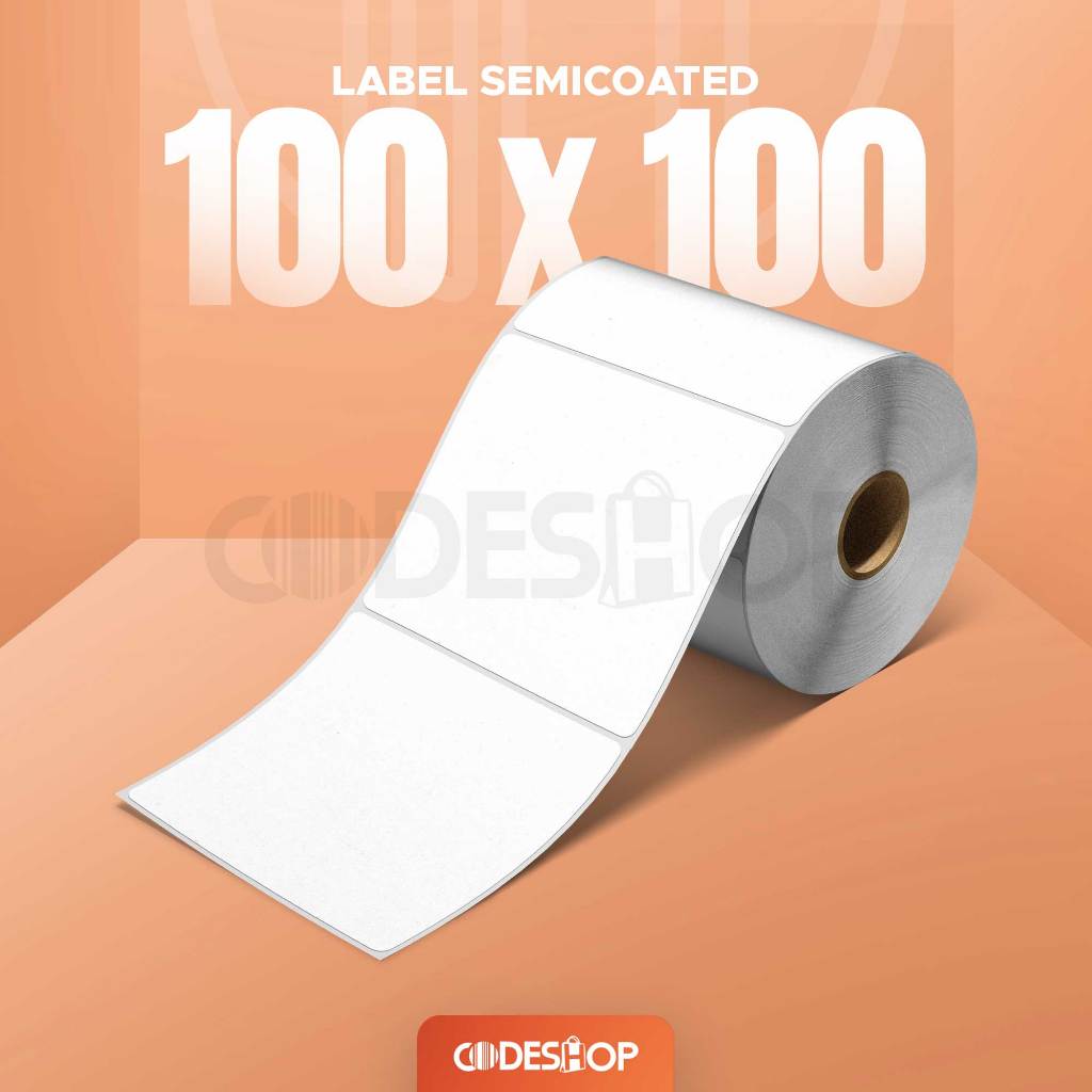 

Label Stiker Semicoated 100x100 mm Codeshop 1 Line isi 500 Pcs Semicoat Roll Print Barcode Barang