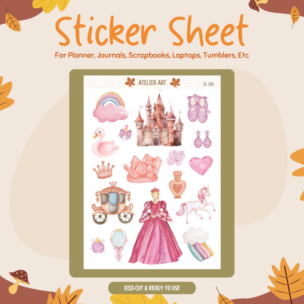 

S-06 Atelier.Art | Princesscore Stickers Sheet | Princess Aesthetic Sticker, Princess Dress Sticker, Disney Inspired Sticker, Pink Aesthetic Stickers, Decal, Stiker Princess | Stiker Estetik, Stiker Jurnal, Stiker Lucu, Stiker Buku