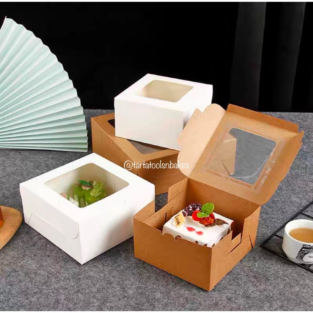 

(5PCS) Kotak Cake | Paper Box Macaron | Kotak Cupcake |Box Mika Kue Cake / Cheese Cake Bosque / Mochi | Window