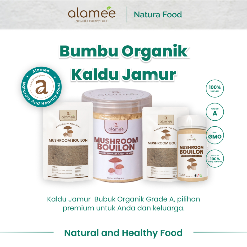

ALAMEE Kaldu Jamur Bubuk NON MSG Bumbu Dapur Spice Mushroom Powder Penyedap Rasa Seasoning
