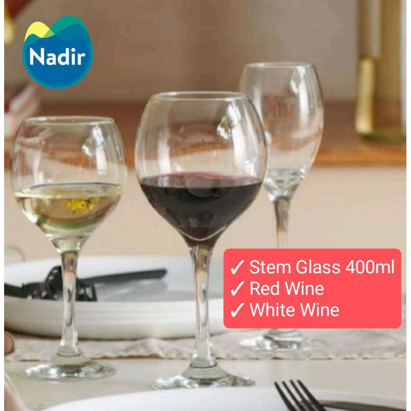 Gelas RED WINE STEM 400ml (isi 1pcs) NADIR 7063/ Stem Red Wine Glass NADIR CELEBRA