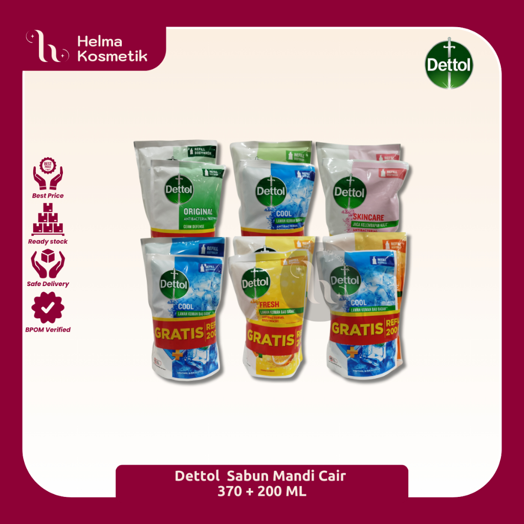 Dettol sabun mandi cair 370 + 200 Ml body wash
