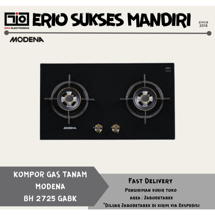 MODENA BH 2725 GABK Kompor Gas Tanam 70cm 2 Tungku