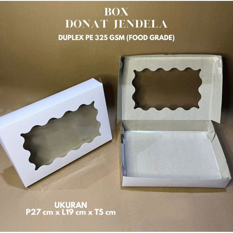 

Box donut jendela / Box kue kotak donat isi 6 pcs Laminasi