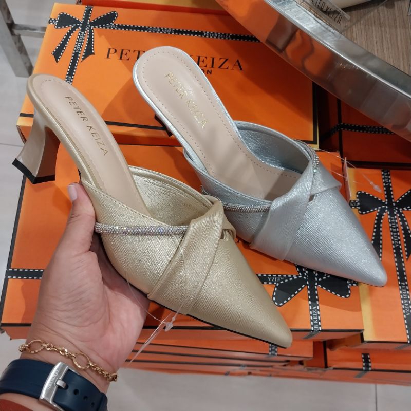 sepatu wanita selop/mules pesta heels 7cm PETER KEIZA ori