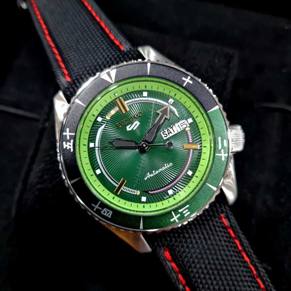 Jam Tangan Pria Seiko X Limited Edition One Piece Strap Leather Kanvas Original