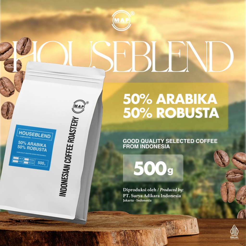 

MAP19 Coffee Biji Kopi houseblend 500g 50% Arabika 50% Robusta Biji Kopi Indonesia