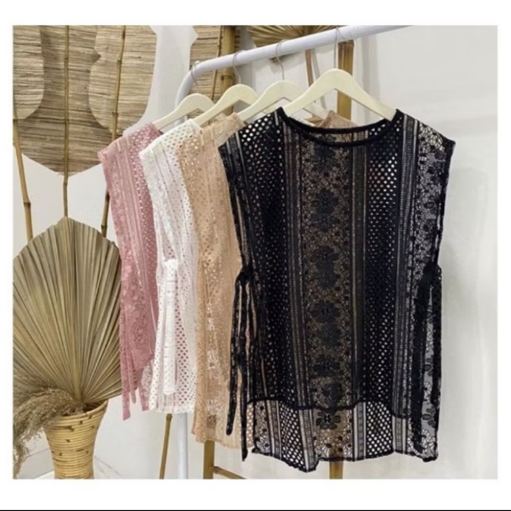 Rompi Brukat Tali / Vest Brukat Premium / Brukat Wanita Kekinian / Outer Rompi Brukat Atasan