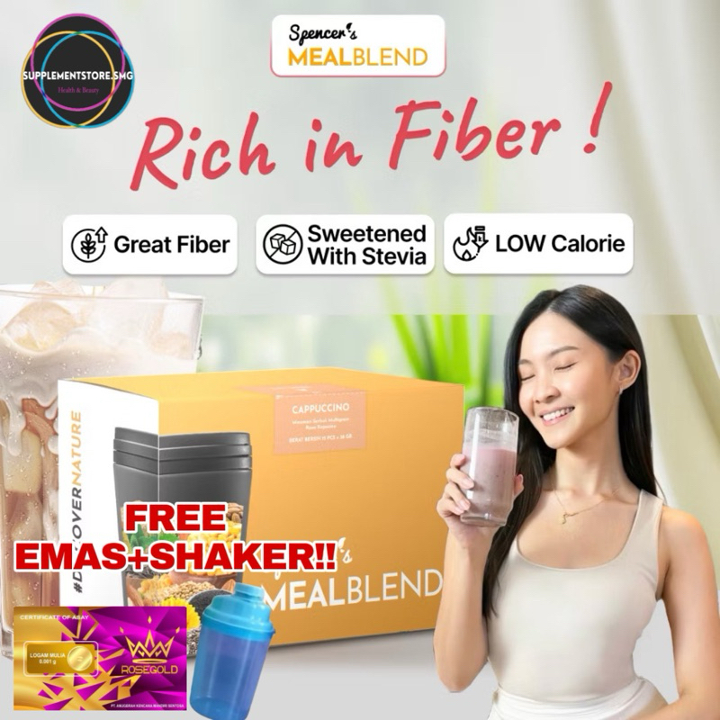 

(BONUS GOLD!) PROMO 1 BOX 15 Sachet SPENCERS MEALBLEND BELGIAN DARK CHOCO (BEST SELLER) Meal Replacement Chia Almond Milk Pengganti Sarapan