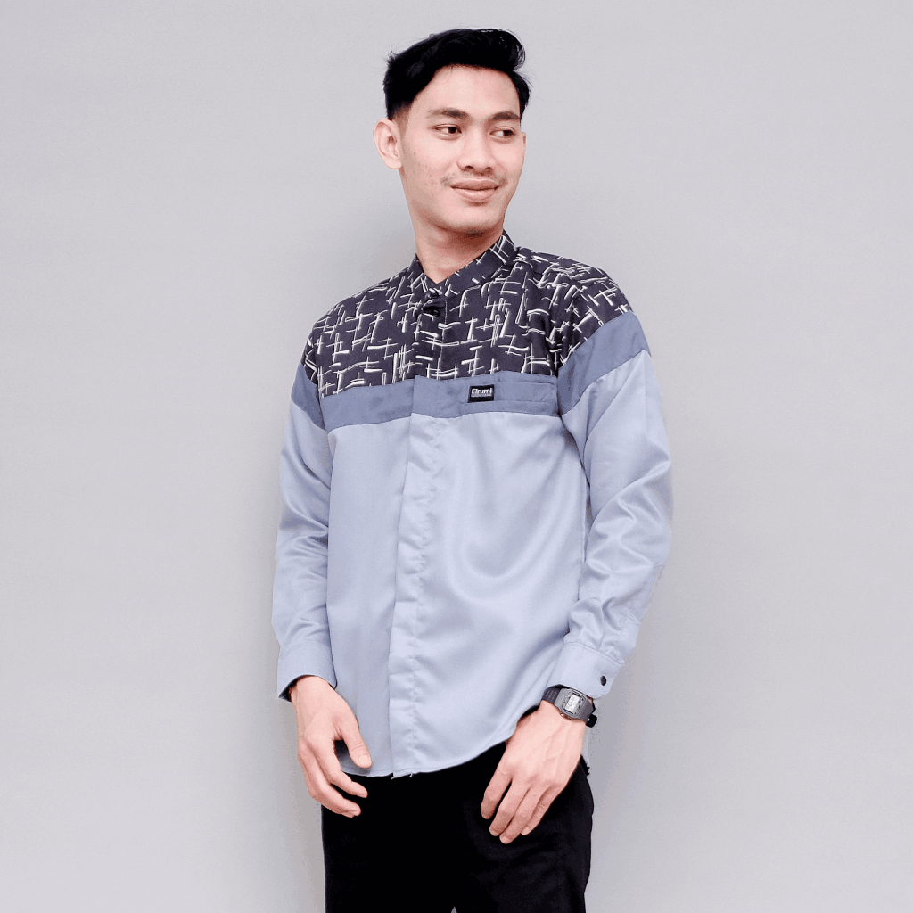 Kemeja Koko Dewasa Lengan Panjang Elrumi Motif Batik Senopati