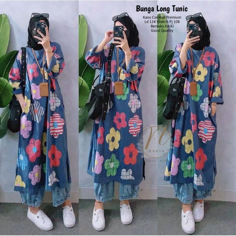 NAKIA - Bunga Elsa Olif Starla Snoopy Snupi Abstrak Elmo Flore Mickey Ilike Women Zima Long Tunic Re