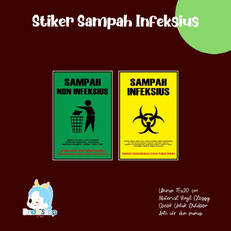 

Stiker Sampah Infeksius Stiker sampah non Infeksius Waterproof