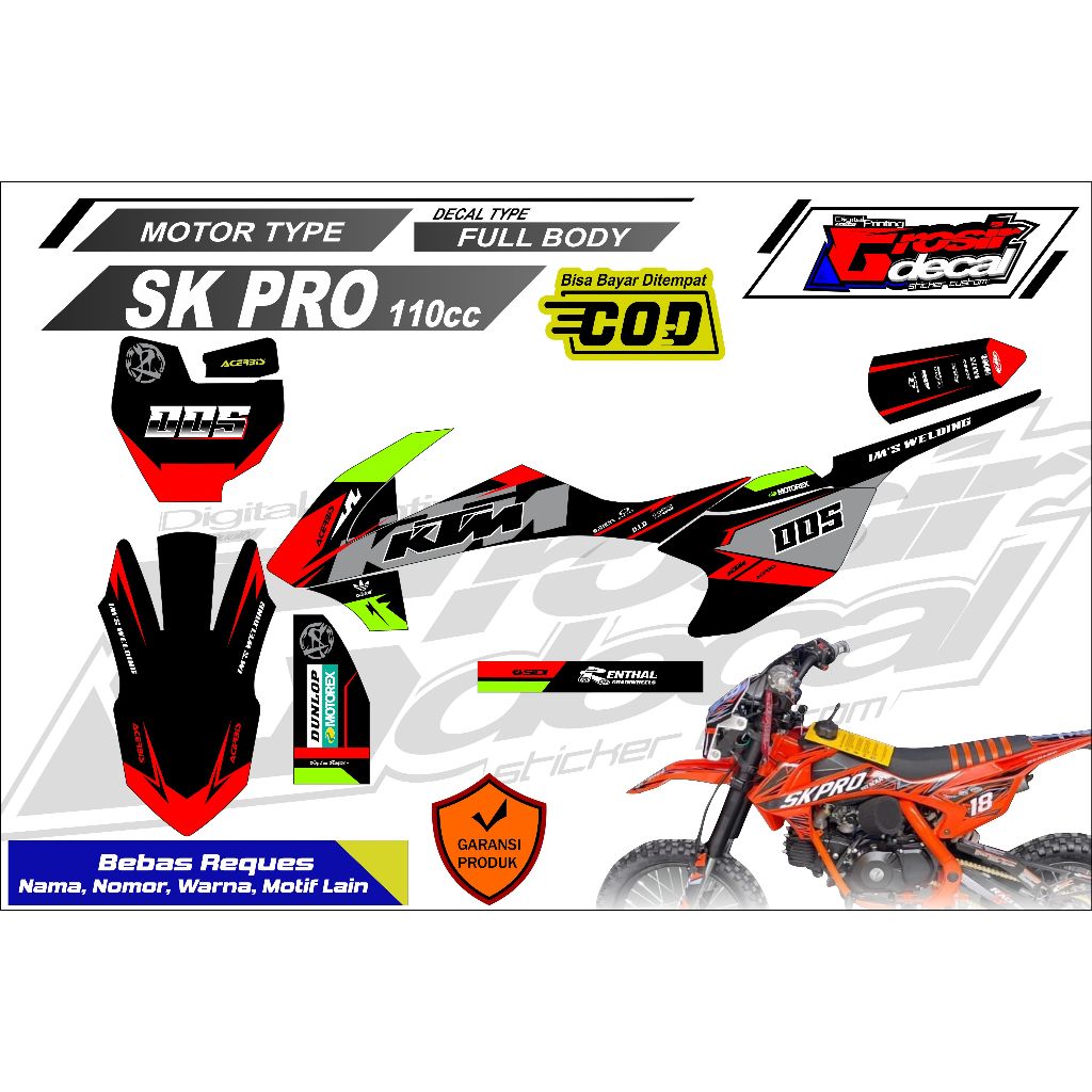 Striping Stiker Mini trail SK PRO 110cc Full Body Bebas Reques Decal Trail Mini SK PRO 110cc