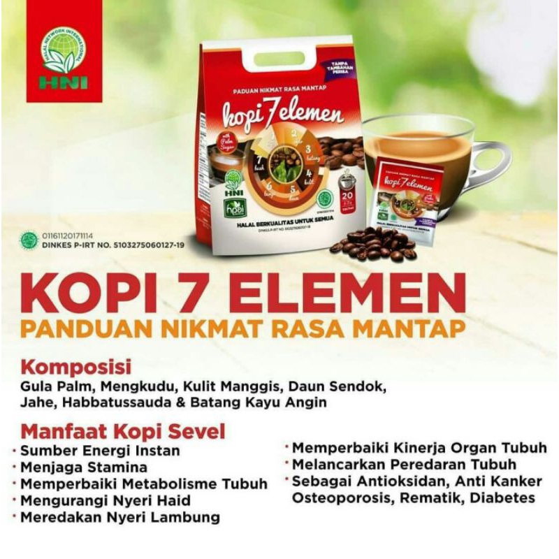 

HNI Kopi sevel 7 Elemen 20 Sachet