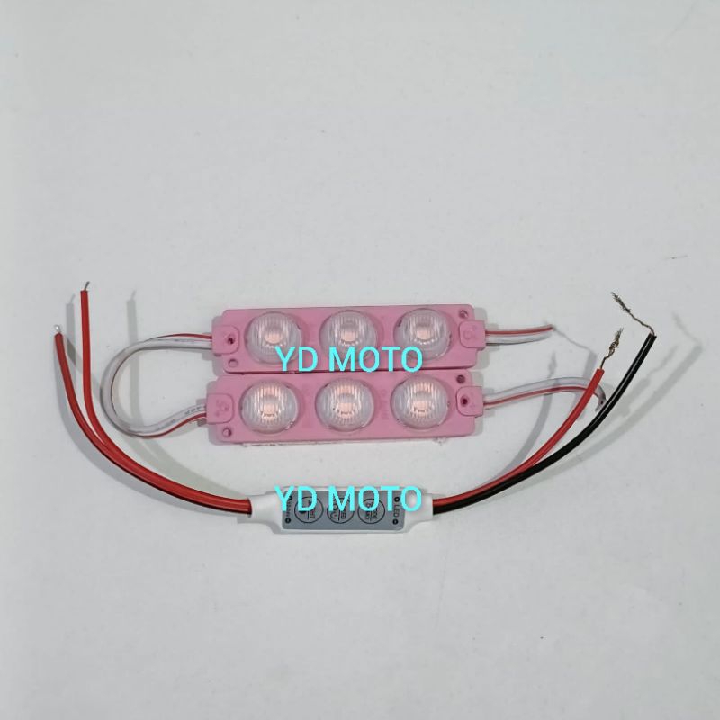 MODUL LAMPU KEDIP BLITS PESAWAT + 2 BIJI LED 3 MATA JUMBO 12V 24V LAMPU VARIASI MOTOR MOBIL TRUK BUS
