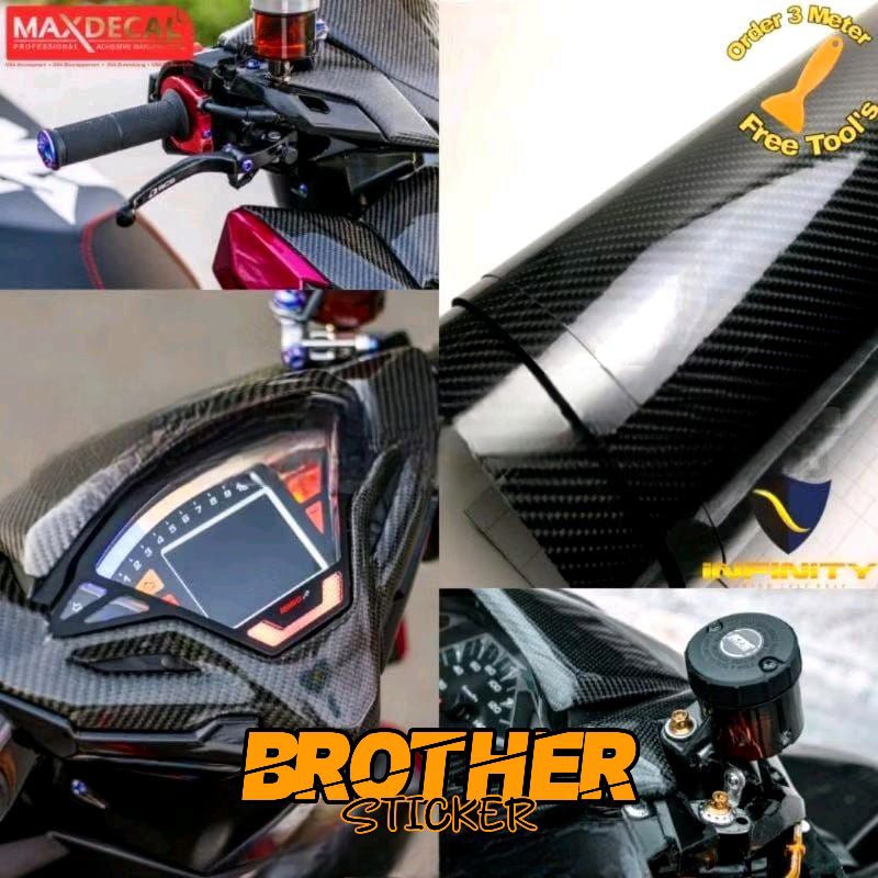 Stiker skotlet carbon 6D hitam super glossy sticker scotlet karbon 6D