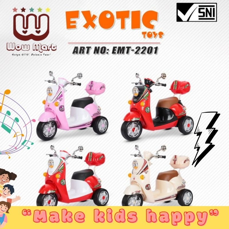 EXOTIC EMT-2201 RECHARGEABLE CAR SCOOPY MOTOR AKI MAINAN ANAK