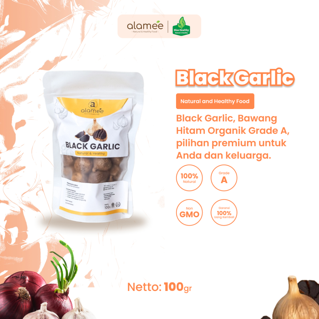 

ALAMEE Bawang Hitam Tunggal Black Garlic Lanang Herbal Alami Natural Premium 100gr