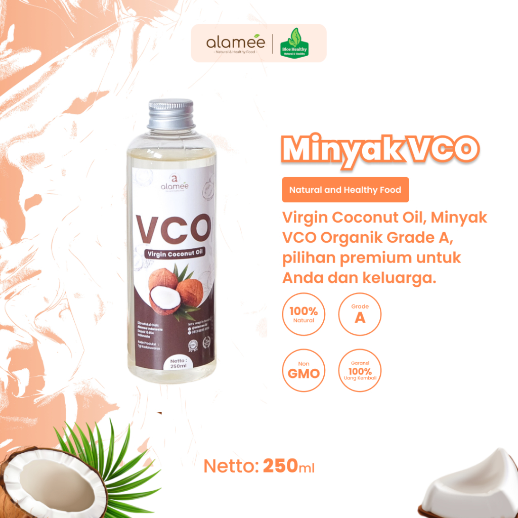 

ALAMEE Virgin Coconut Oil Minyak Zaitun Kelapa Murni Extra VCO Dapat Di minum Di masak Organik 250ml