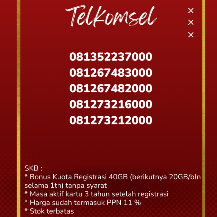 TELKOMSEL NOMOR CANTIK 000  KUOTA 40GB